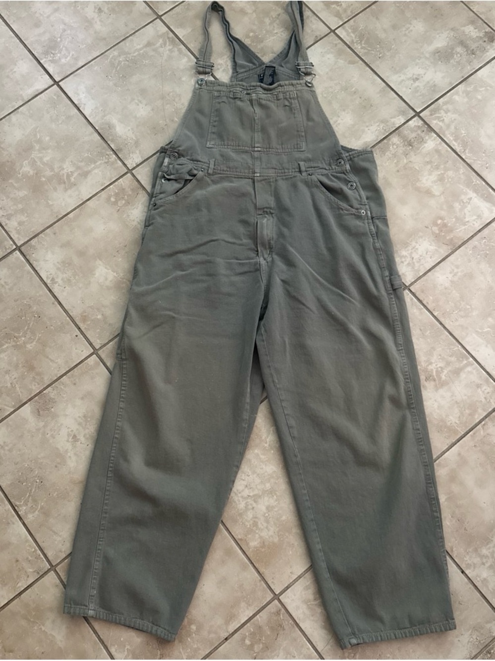 Vintage 90s Route 66 Women’s Green Khaki Denim Overalls Size 16